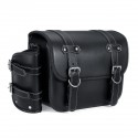 Motorcycle Leather Saddlebags Swingarm Single Sided Pannier Bag Black Universal