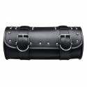 Motorcycle PU Leather Black Tool Bag Front Fork Handlebar Saddlebags Roll Barrel Style