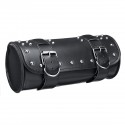 Motorcycle PU Leather Black Tool Bag Front Fork Handlebar Saddlebags Roll Barrel Style