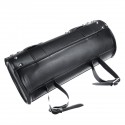 Motorcycle PU Leather Black Tool Bag Front Fork Handlebar Saddlebags Roll Barrel Style