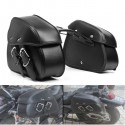 Motorcycle PU Leather Custom Saddlebags Waterproof Saddle Swing Arm Bag Left Right Black