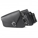 Motorcycle PU Leather Pannier Saddlebags With Bottle Single For Harley-Davidson Black
