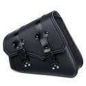 Motorcycle Saddlebags 3 Quick Release Buckle Black PU Leather Waterproof Universal