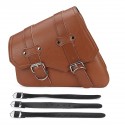 Motorcycle Saddlebags Tool Bag PU Leather Waterproof Brown Universal