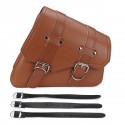 Motorcycle Saddlebags Tool Bag PU Leather Waterproof Brown Universal