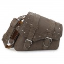 Motorcycle Studded Saddlebag pu leather Tool Panniers Bag W/ Fuel Oil Bottle Holder Motorbike