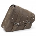 Motorcycle Studded Saddlebag pu leather Tool Panniers Bag W/ Fuel Oil Bottle Holder Motorbike