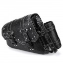Motorcycle Studded Saddlebag pu leather Tool Panniers Bag W/ Fuel Oil Bottle Holder Motorbike crocodile texture