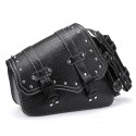 Motorcycle Studded Saddlebag pu leather Tool Panniers Bag W/ Fuel Oil Bottle Holder Motorbike crocodile texture