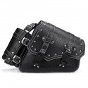 Motorcycle Studded Saddlebag pu leather Tool Panniers Bag W/ Fuel Oil Bottle Holder Motorbike crocodile texture