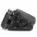 Motorcycle Studded Saddlebag pu leather Tool Panniers Bag W/ Fuel Oil Bottle Holder Motorbike crocodile texture