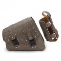 Motorcycle Studded Saddlebag pu leather Tool Panniers vintage Brown Bag W/ Fuel Oil Bottle Holder Motorbike