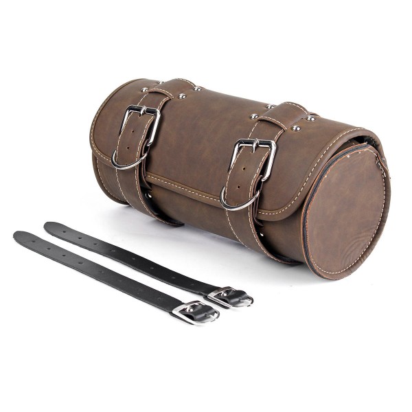 Motorcycle Tool Brown Bag Luggage Saddlebag Roll Barrel Storage For Harley Sportster