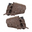 PU Leather Vintage Pannier Saddlebags Motorcycle Storage Pouch Left/Right Side