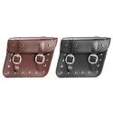 Pair Black/Brown Motorcycle Universal PU Leather Side Box Hanging Bag Side Saddlebags With Kettle Bag