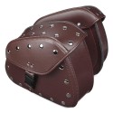 Pair Brown Black Universal PU Leather Motorcycle Tool Bag Luggage Saddlebags