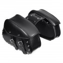 Pair Motorcycle PU Leather Side Saddlebags Luggage Saddle Bag Black For Harley