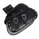 Pair Motorcycle PU Leather Side Saddlebags Luggage Saddle Bag Black For Harley