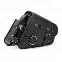 Universal Motorcycle Saddlebags Saddle Bag Black Leather For Harley Sportster XL883 XL1200 04-UP