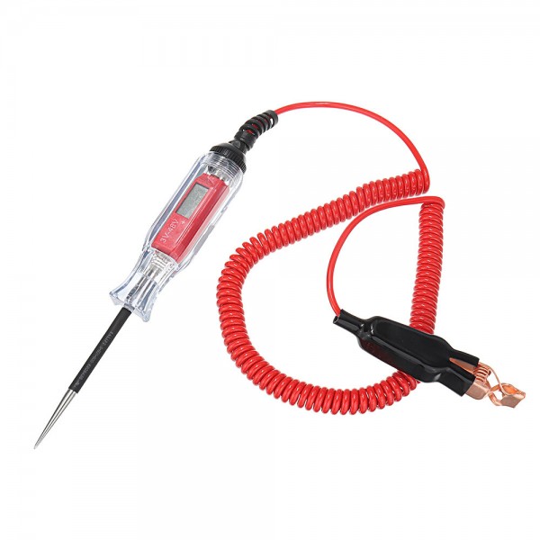 3-48V Car Digital Electric Voltage Tester Pen Probe Detector Diagnostic Tool with LCD Screen Spring Wire