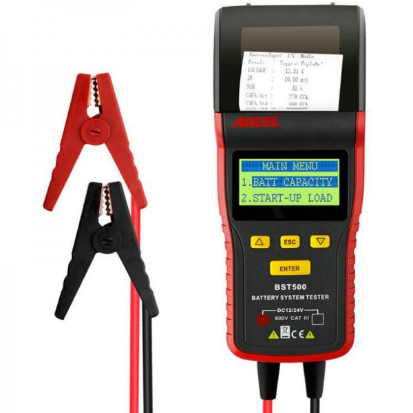 BST500 Car Battery Tester With Thermal Printer Detect Bad Battery Diagnostic Tool