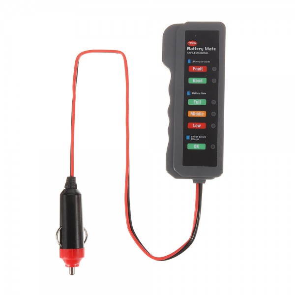 BM320 12V Car Battery Tester Digital Alternator Detector Mate Car Lighter Plug Diagnostic Tool with 3 LED Indicator