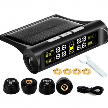 Wireless Solar LCD Car Tire Pressure Monitoring System + 4 External Sensor