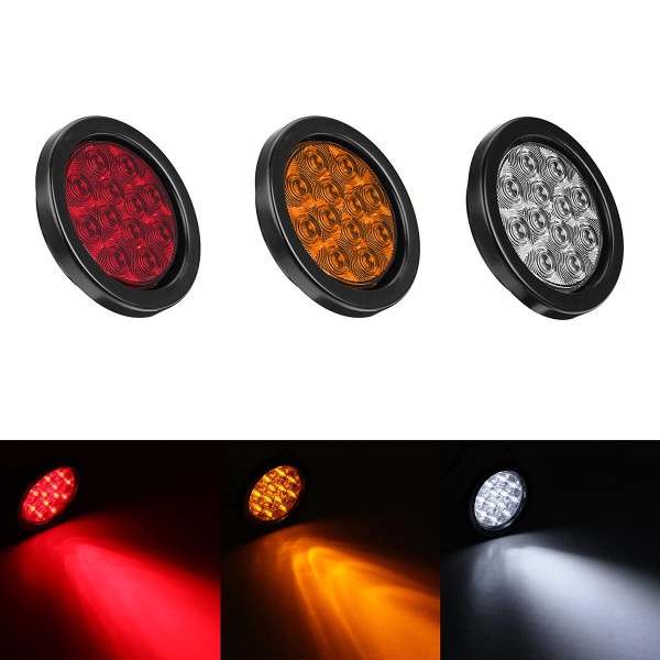 13.5cm 4W LED Round Tail Lights Turn Stop Brake Side Lamp for Truck Trailer ATV Red/ Amber/ White