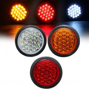 24 LED Red White Yellow Round Rear Tail Stop Light Brake Lamp Reflector for Truck Trailer Bus Boat