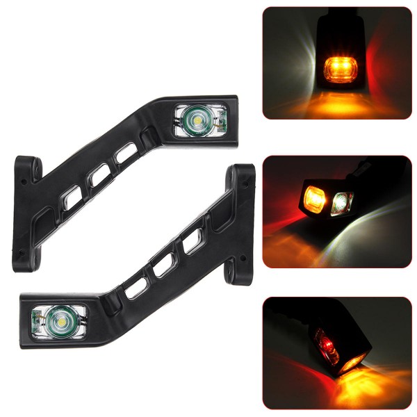 2PCS 12V 24V LED Double Side Marker Lights Stalk Indicator Lamp For Truck Trailer Lorry Carvan