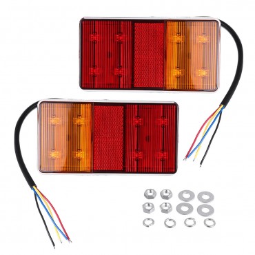 2PCS 8 LED Tail Brake Indicator Lights IP67 Waterproof Red Yellow Color Universal For 12V Truck Trailer