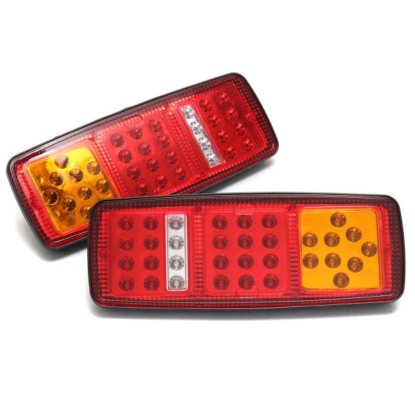 2Pcs 33LEDs Rear Tail Lights Stop Brake Reverse Turn Signal Indicator Lamps Waterproof Trailer Truck Bus Van 12V