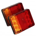 2Pcs LED Rear Tail Stop Light RED+Amber 24V/12-80V Waterproof IP65 for Trailer Truck ATV