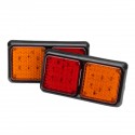 72LED Tail Lights Red Amber Brake Turn Signal Lamps 12V Pair for Trailer Truck Caravan