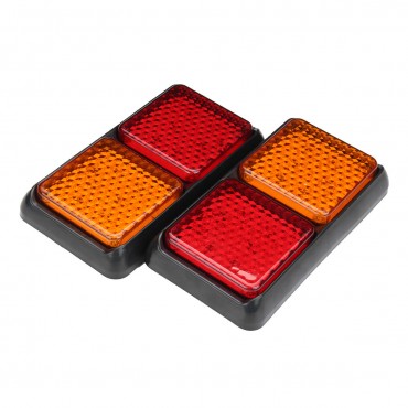 72LED Tail Lights Red Amber Brake Turn Signal Lamps 12V Pair for Trailer Truck Caravan