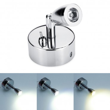 Chrome LED Spot Reading Lights with Toggle Switch 12-24V 1W for for Caravan/RV Camper Van Boat