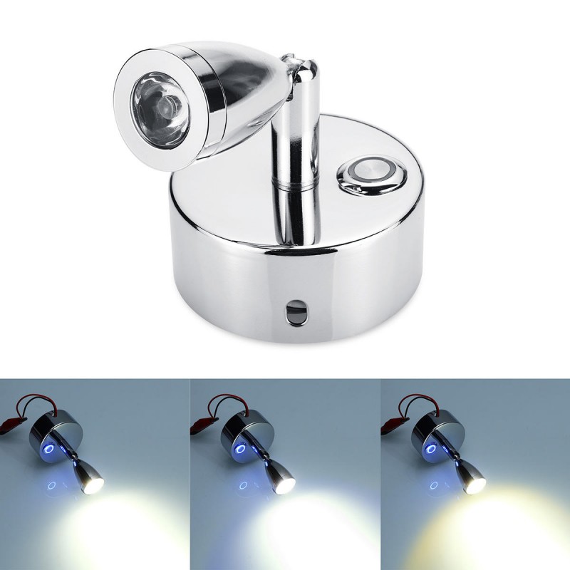 Chrome LED Spot Reading Lights with Touch Switch 12V 1W for for Caravan/RV Camper Van Boat