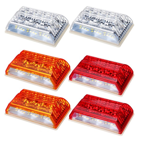 LED Side Marker Lights Indicator Lamps 24V 6500K White 2PCS for Truck Van Pickup Trailer