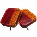 LED Taillight Turn Signal Lights Brake Stop Lamp Red Amber 10-30V 9.3x10.2cm for Truck Trailer