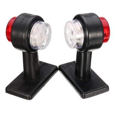 Pair LED Double Side Marker Clearance Lights Lamp Red White for 12V 24V Truck Trailer Caravan
