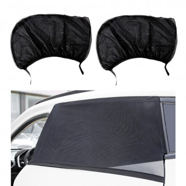 Pair Rear Car Sun Shade Window Visor Mesh Curtain UV Protection Rear Side Black