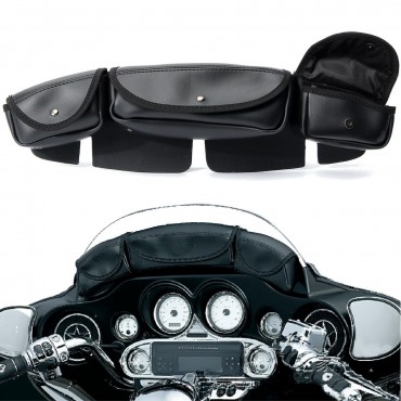 3 Pouch Pocket Wind Shield Bag Fairing For Harley Electra Street Glide Touring