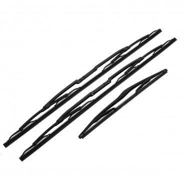 Front and Rear Windscreen Wiper Blade 3pc Set for Land Rover Discovery 2 V8 98 to 04
