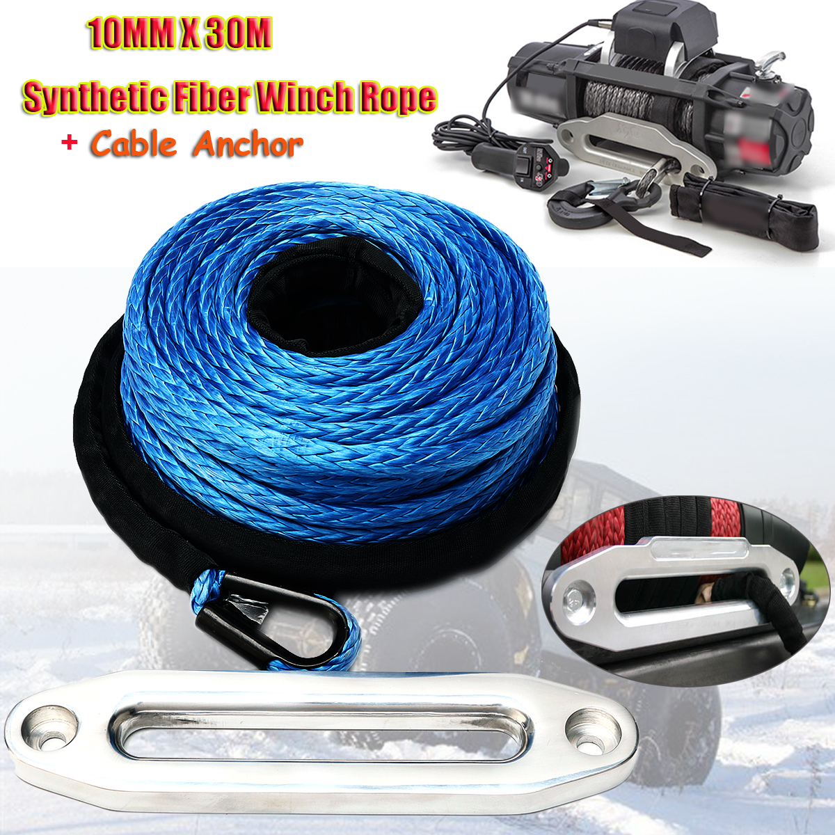 10mm-x-30m-Black-Synthetic-Winch-Rope-with-Aluminum-Hawse-Fairlead-ATV-Winch-Kit-1241593