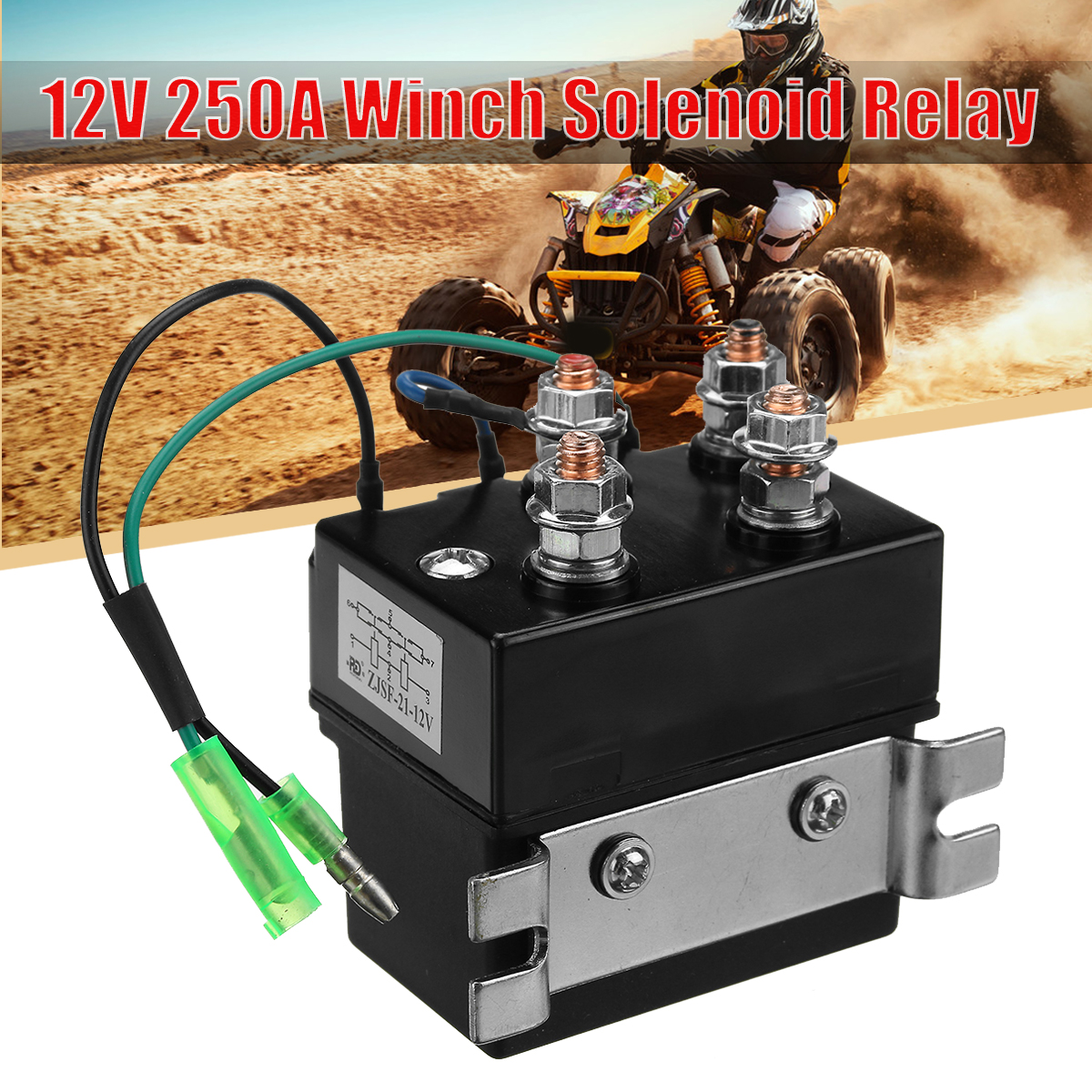 12V-250A-2000-5000lbs-Winch-SolenoidRelay-Control-Contactor-Thumb-Switch-For-ATV-UTV-SUVS-1779960
