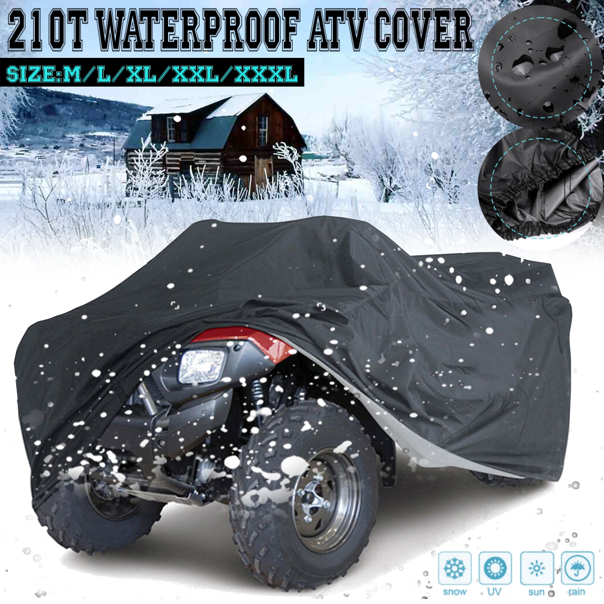 210T-Waterproof-Black-Dustproof-Cover-ATV-Quad-Vehicle-Scooter-Motorbike-MLXLXXLXXXL-1530233