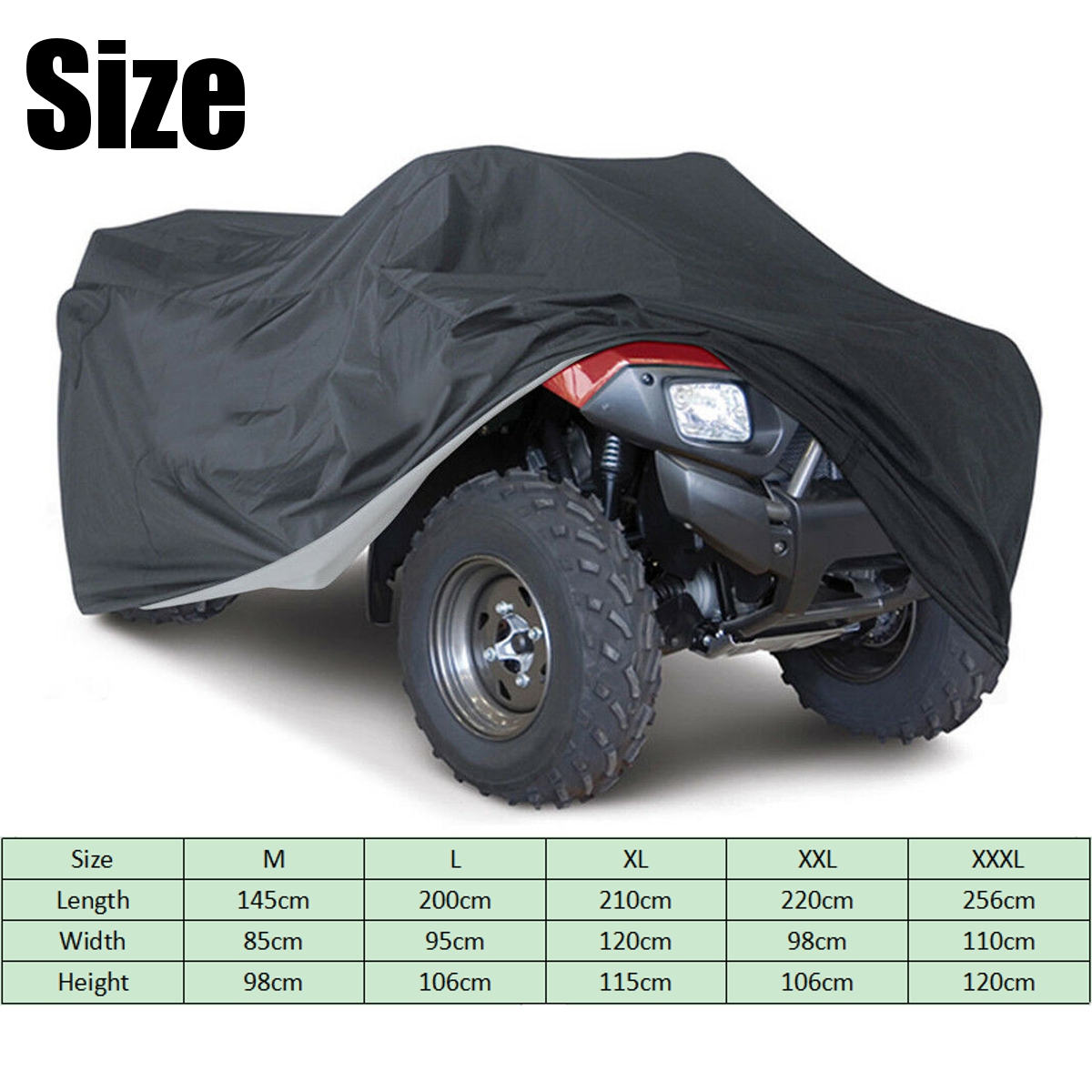 210T-Waterproof-Black-Dustproof-Cover-ATV-Quad-Vehicle-Scooter-Motorbike-MLXLXXLXXXL-1530233