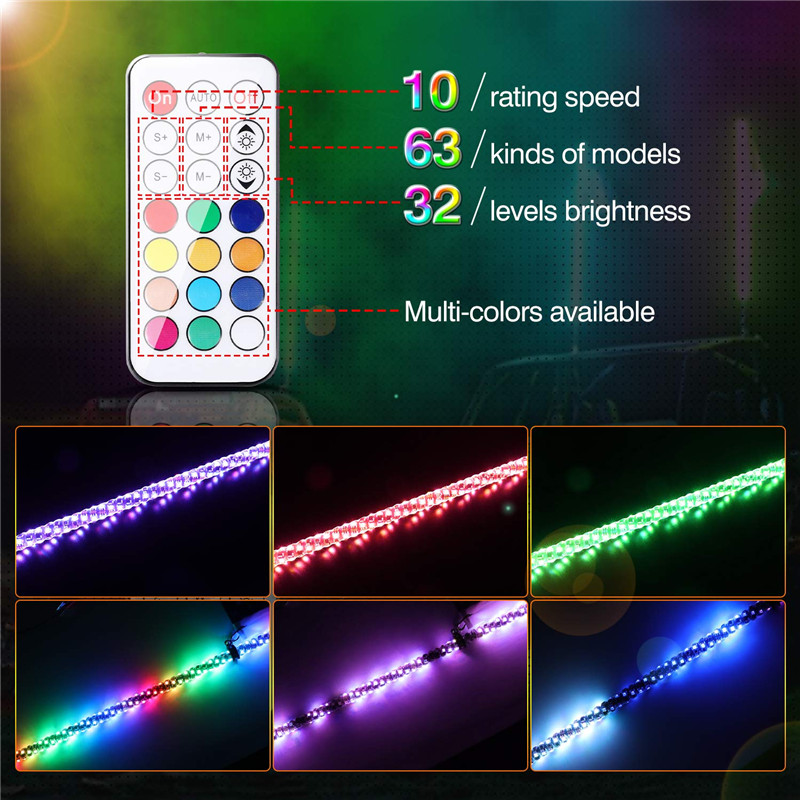 2X-12V-3FT4FT5FT-LED-4WD-Strip-RGB-Color-Whip-America-USA-Flag-Light--Remote-Control-For-Jeep-ATV-UT-1634804