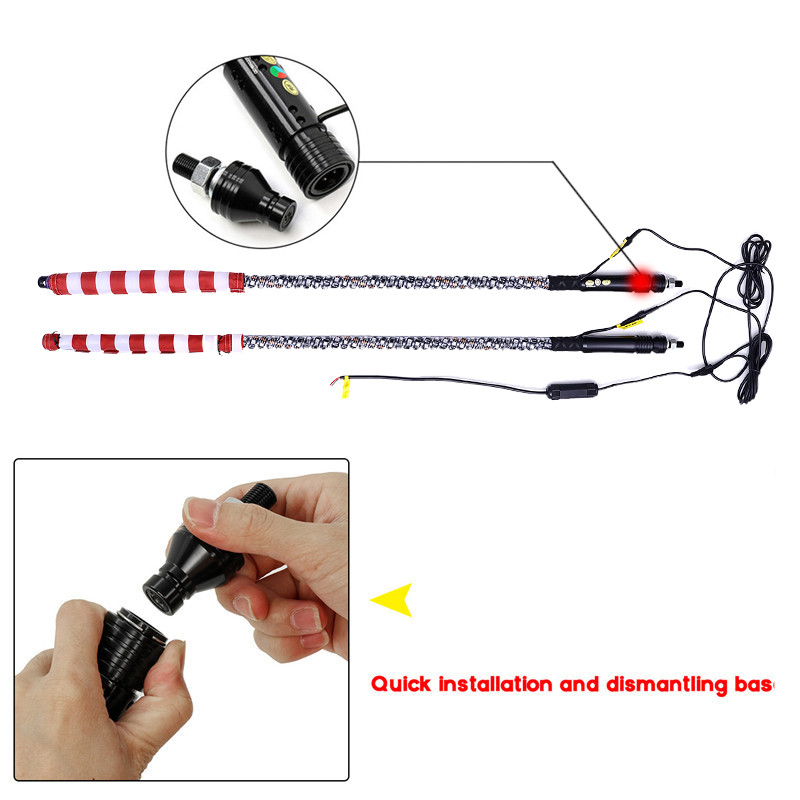 2X-12V-3FT4FT5FT-LED-4WD-Strip-RGB-Color-Whip-America-USA-Flag-Light--Remote-Control-For-Jeep-ATV-UT-1634804