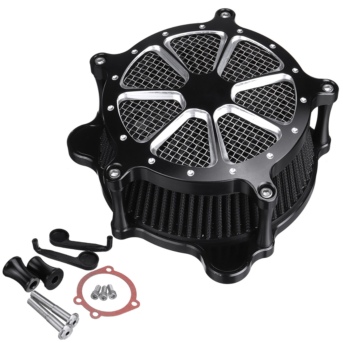 Motorcycle-Air-Cleaner-Intake-Filter-System-Black-For-Softail-Touring-Dyna-1993-2016-1695805